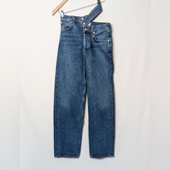 AGOLDE Broken Waistband Jeans Baggy Straight Leg Intrigue Blue 24 - Picture 12 of 15